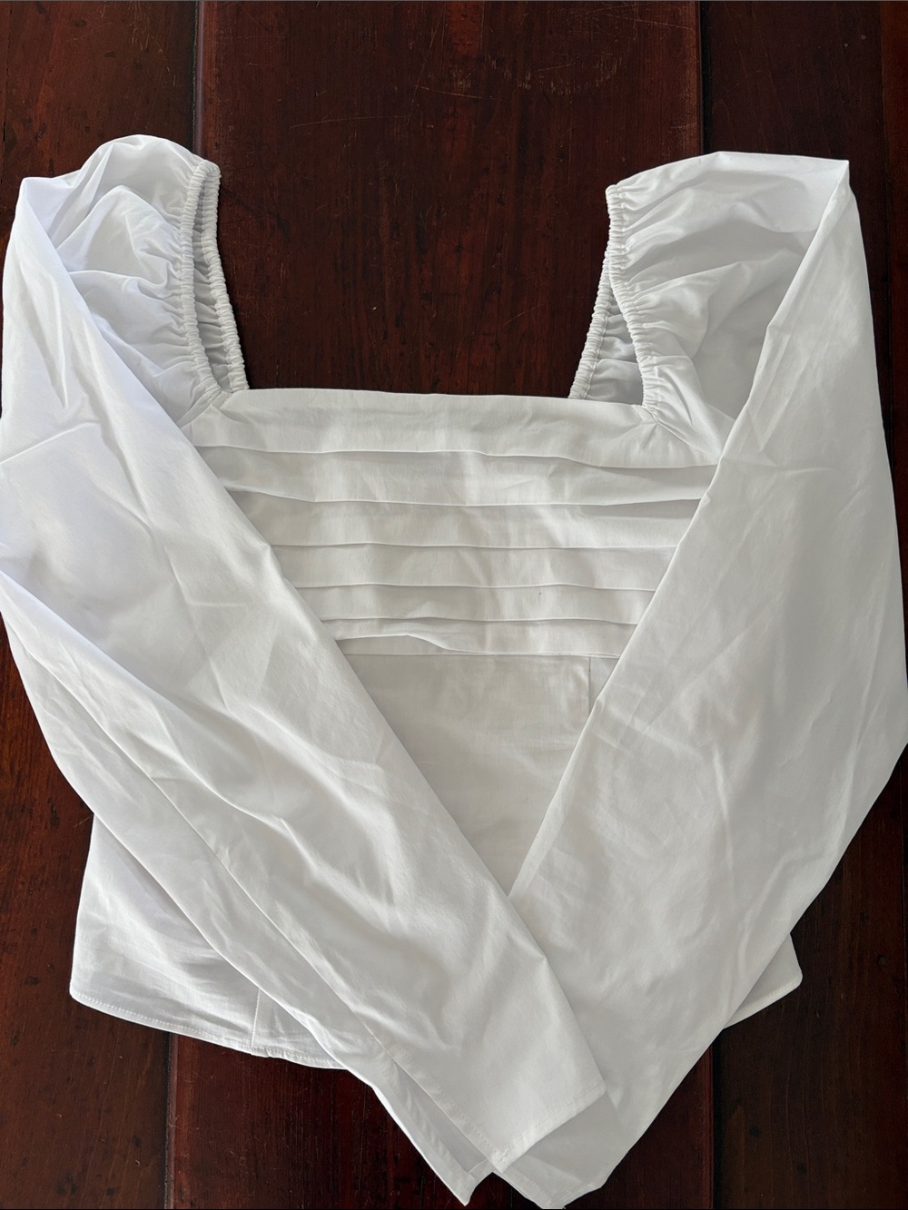 Express White Square-Neck Pintuck Blouse - Women's Top